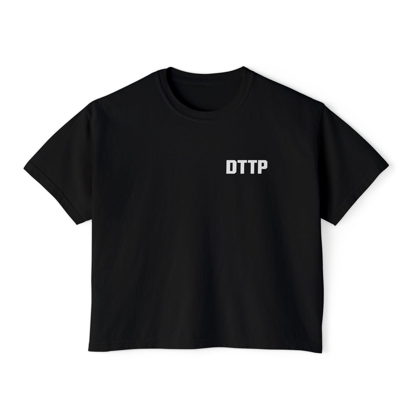Women's Boxy Dedicated To The Program Tee — 'DTTP' Minimal Front & Big Back Athletic Crewneck