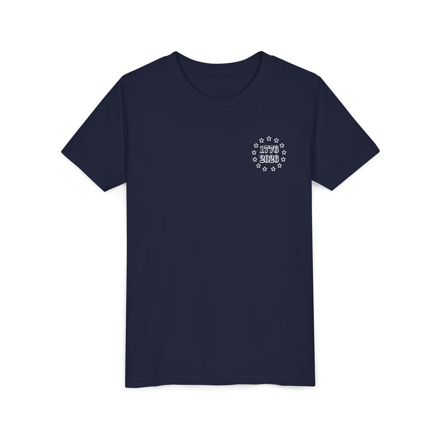 Youth Tee — 250 Years CFCM Patriotic Kids T‑Shirt (American Flag Distressed)