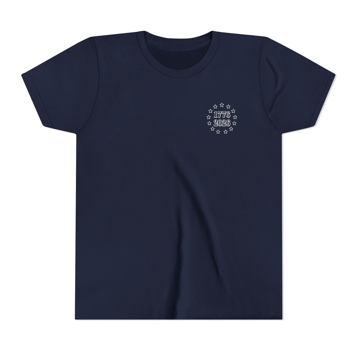 Youth Tee — 250 Years CFCM Patriotic Kids T‑Shirt (American Flag Distressed)